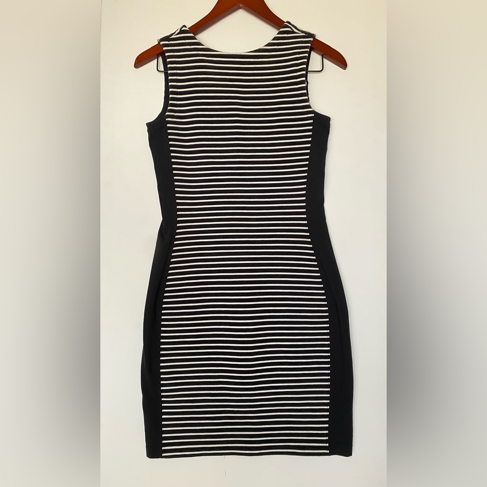 Athleta - Black & White Striped Mala Tank Bodycon Dress - Size Extra Small - D9
